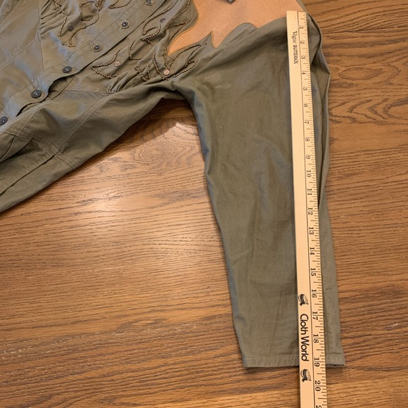 Vtg Jon Wesley Western Army Green Jumpsuit 1980s Women's Sz 8 Rockabilly - Picture 13 of 16